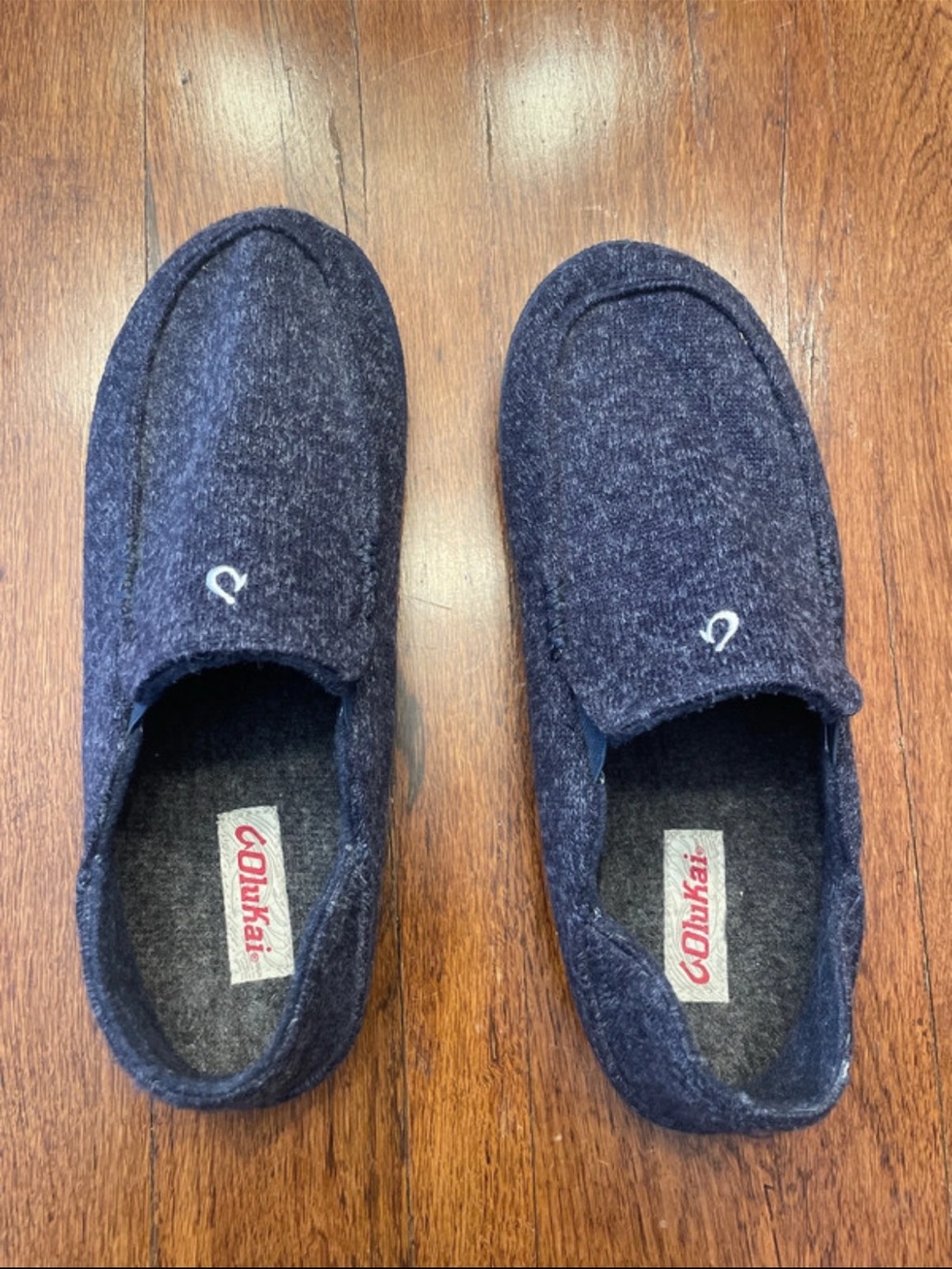 OluKai Men’s Dark Navy Slip-On Wool Loafers